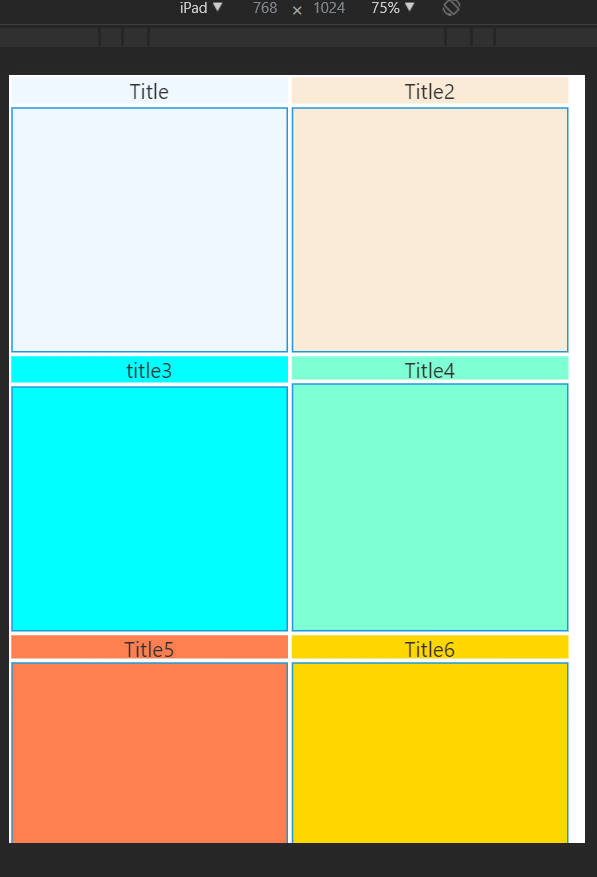 Grouped template with headers on a tablet