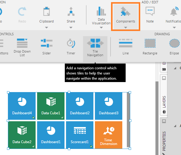 Add a Tile Navigation component to the canvas