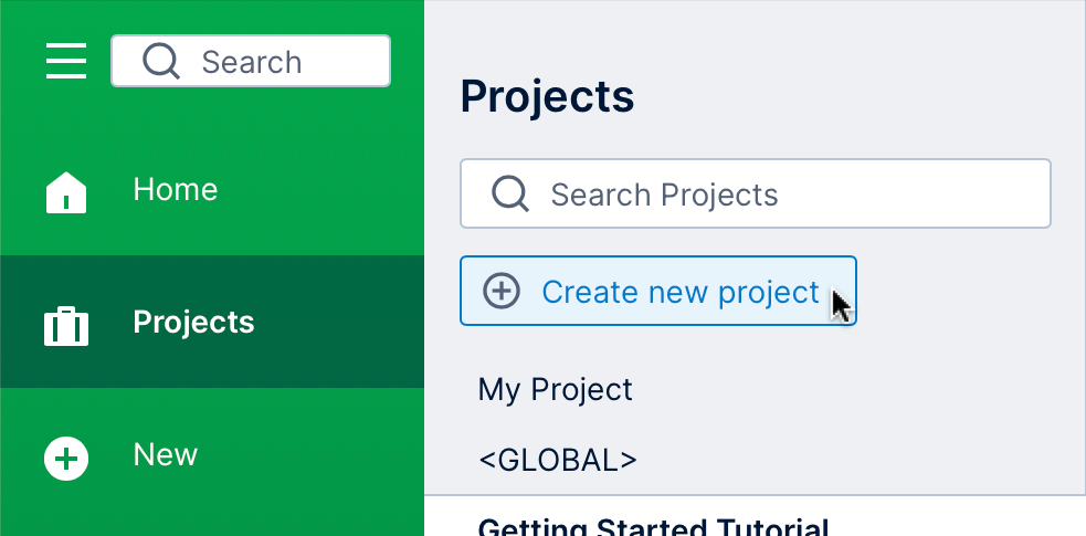 Create a new project from the main menu