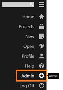 Click Admin in the main menu