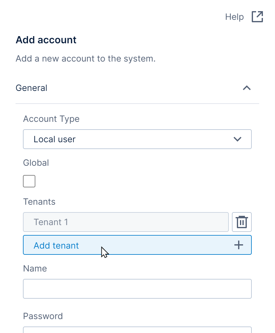 Adding user account to the tenant