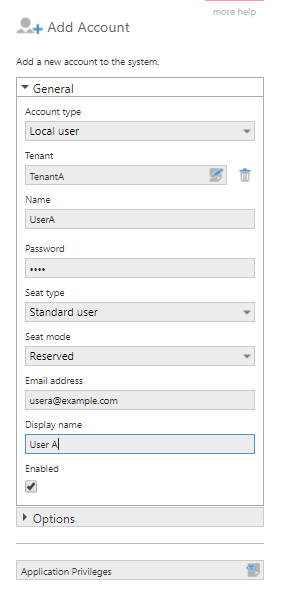Adding user account to the tenant