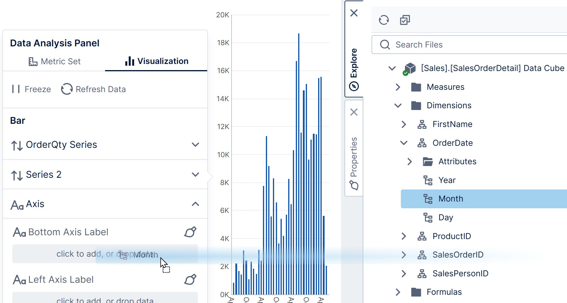 Drag levels to Bottom Axis Label