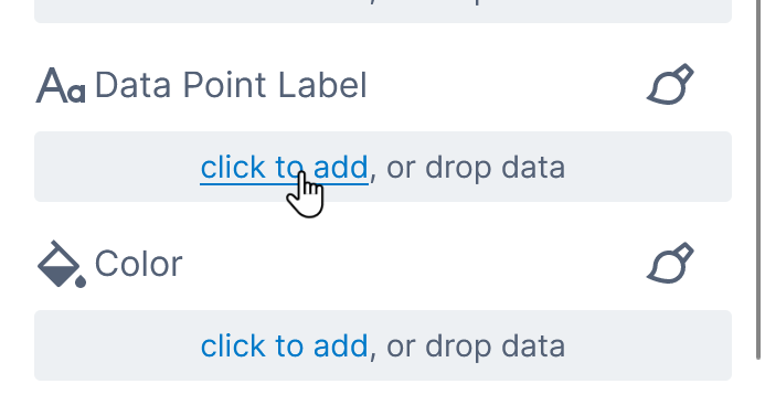 Clicking to add data to data point labels