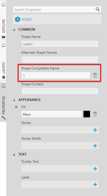 Edit properties for a shape and use the Shape Compatible Name property to give it an alternate name for connecting to data
