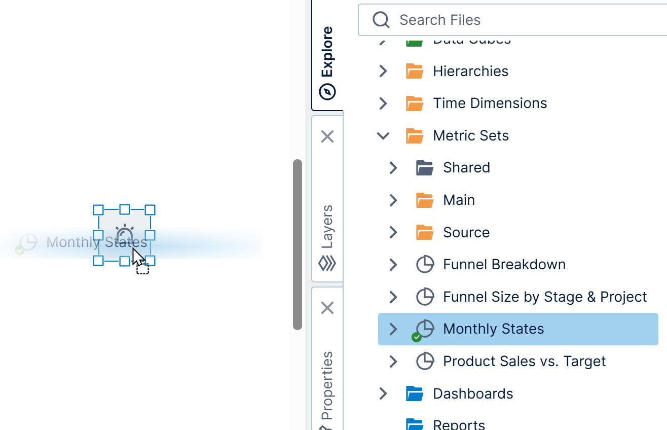 Drag the metric set onto the empty state indicator