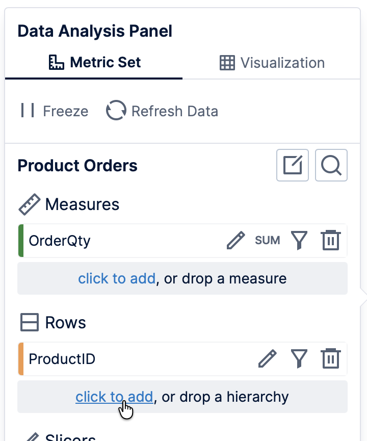 Move ProductID to Rows and click to add attributes