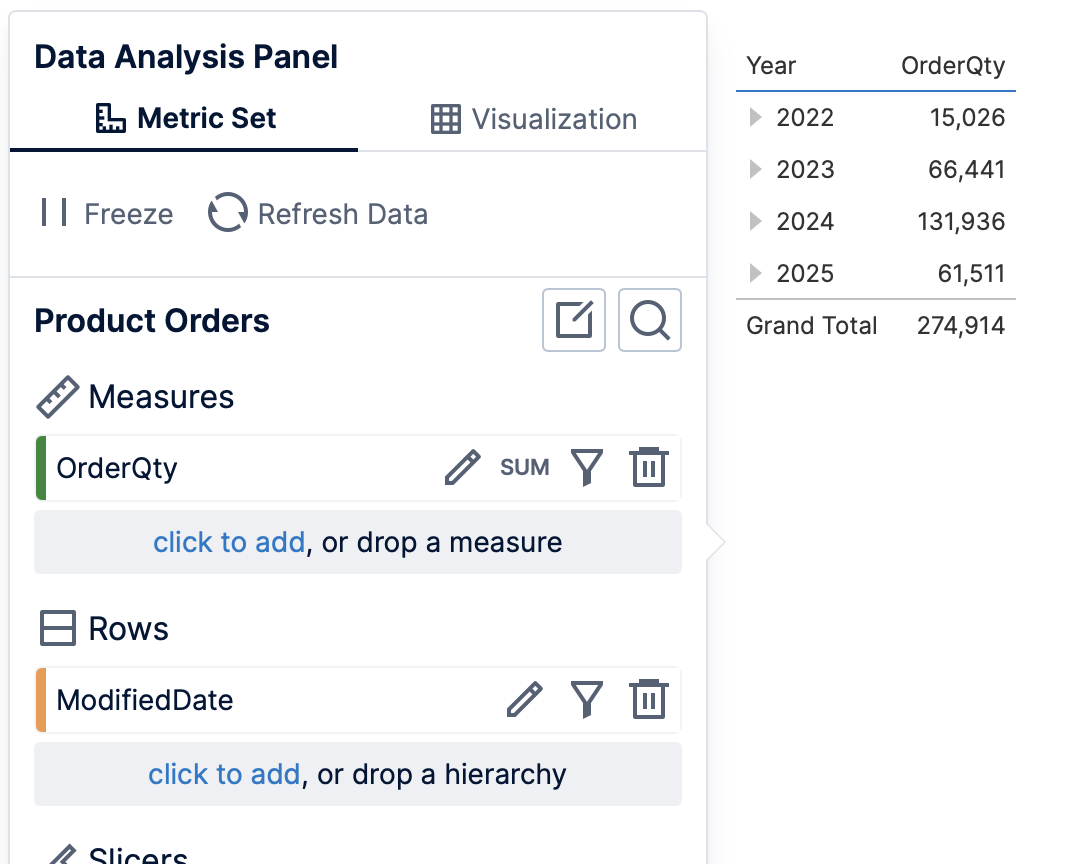 Table visualization
