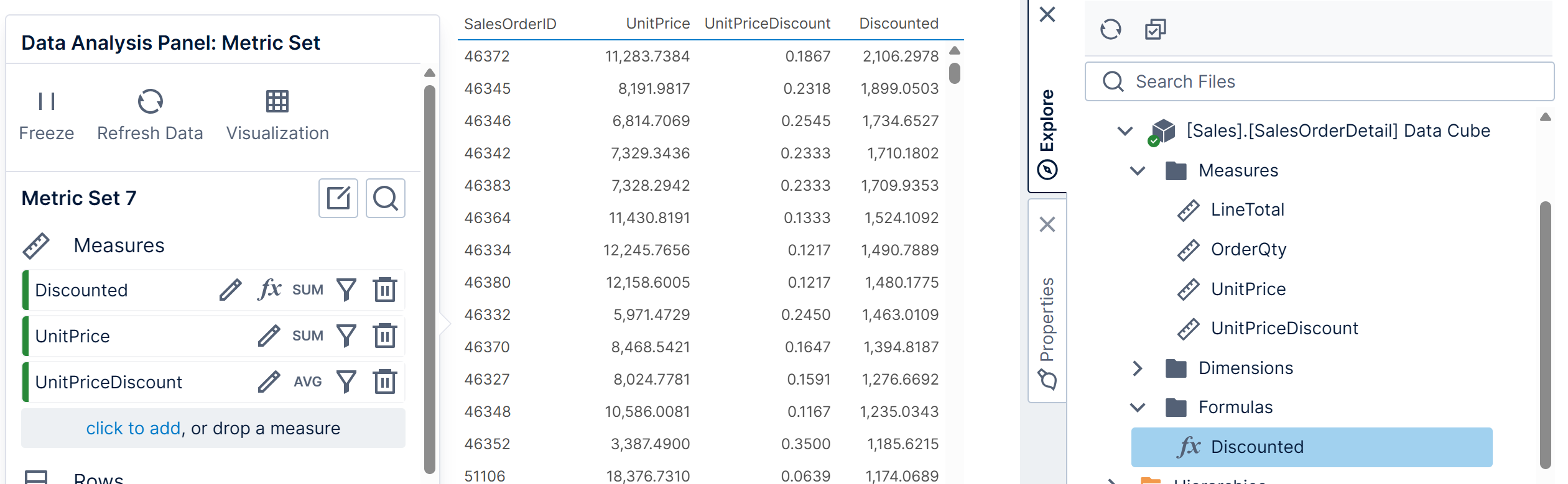 Drag the formula to Measures in the Data Analysis Panel