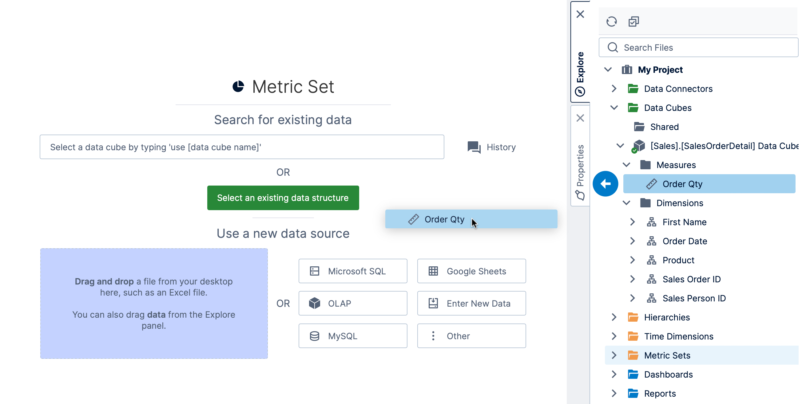 Drag measure to canvas