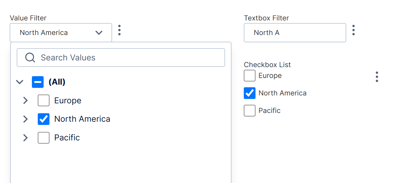 Hierarchy value filter examples