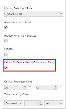 Select the option to return all comparison data
