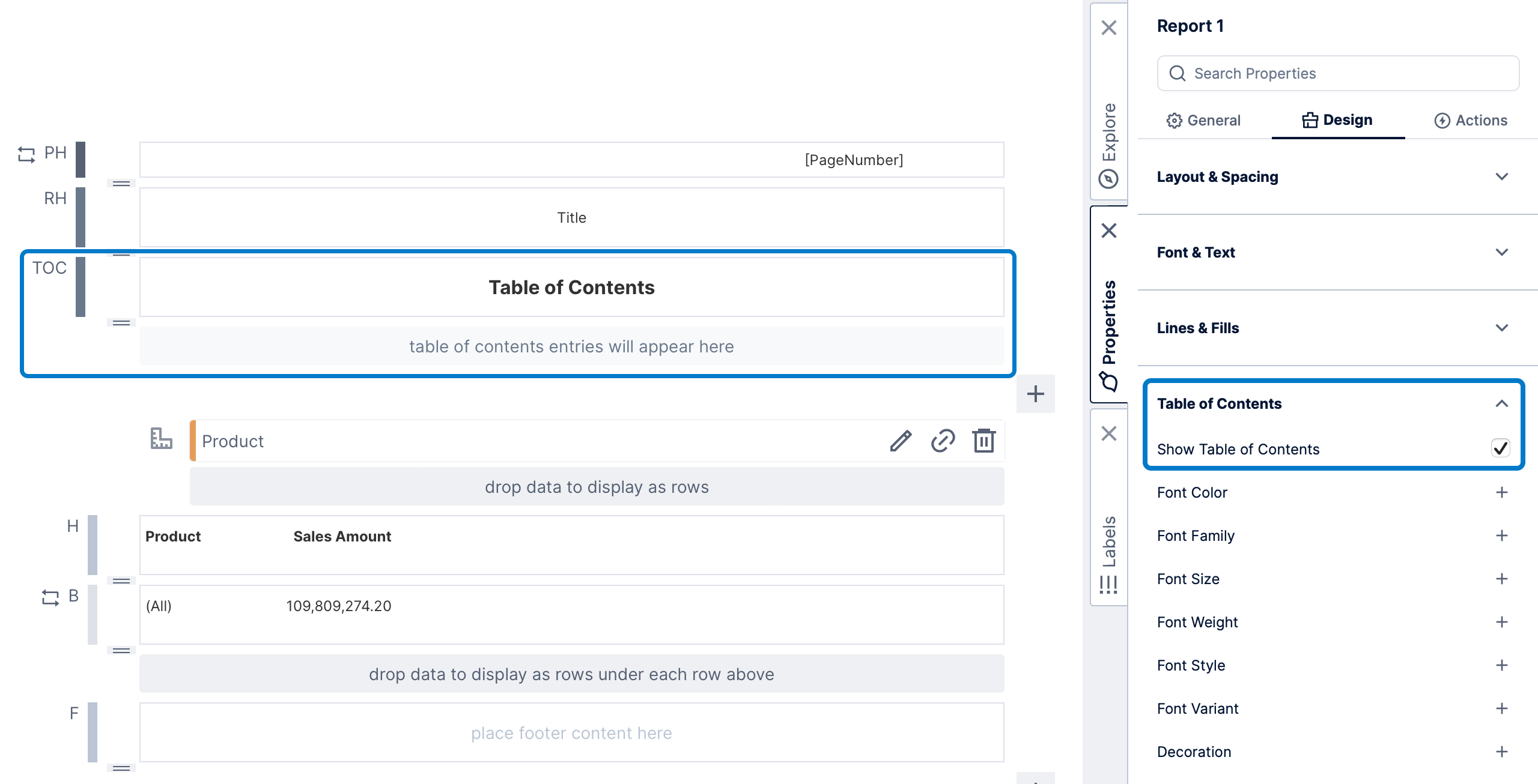 Enabling a table of contents