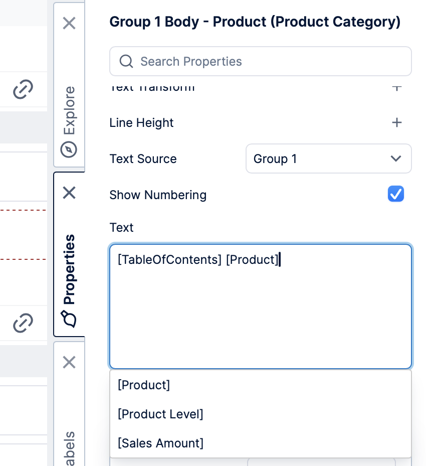 Setting up numbered product entries