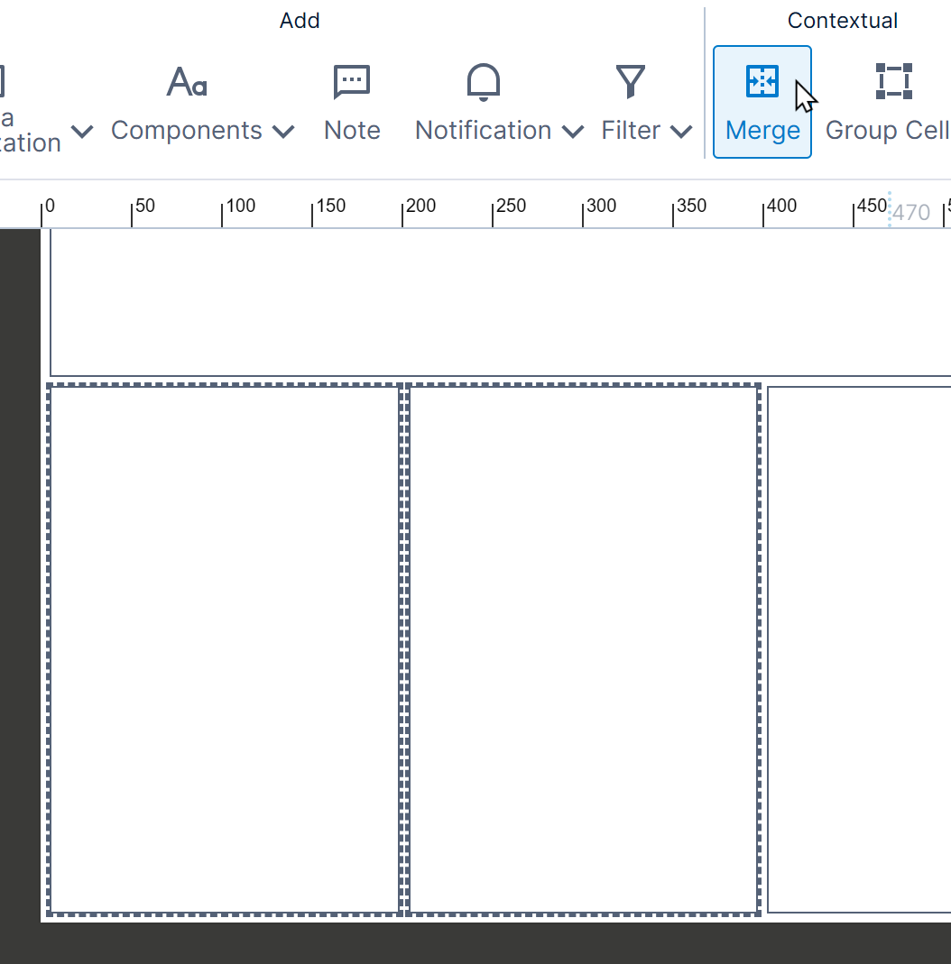 Select two cells and then click Merge