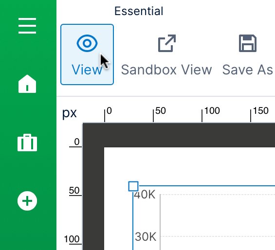 View and Sandbox View options in the toolbar when editing