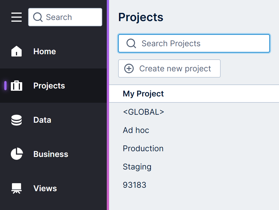Changing the current project