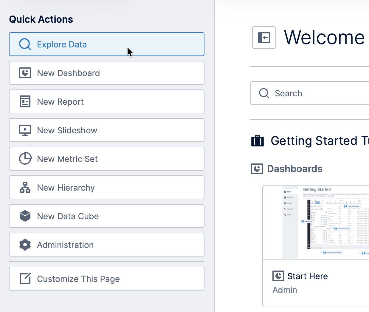 Using quick actions after clicking to show them