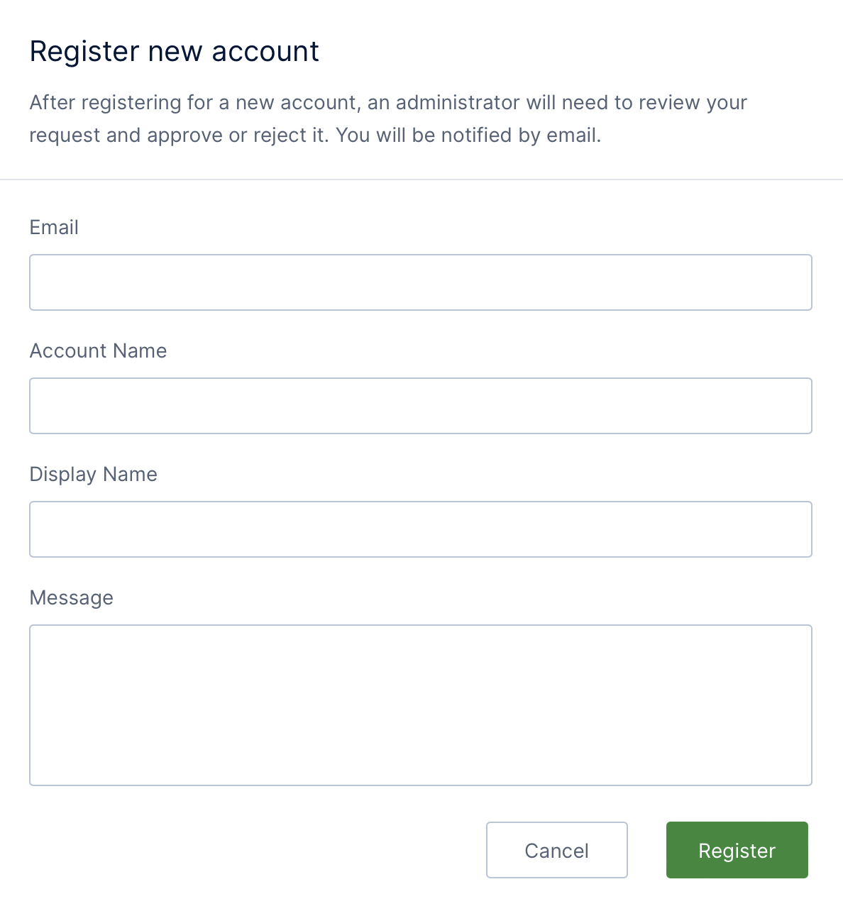 Registering a new account