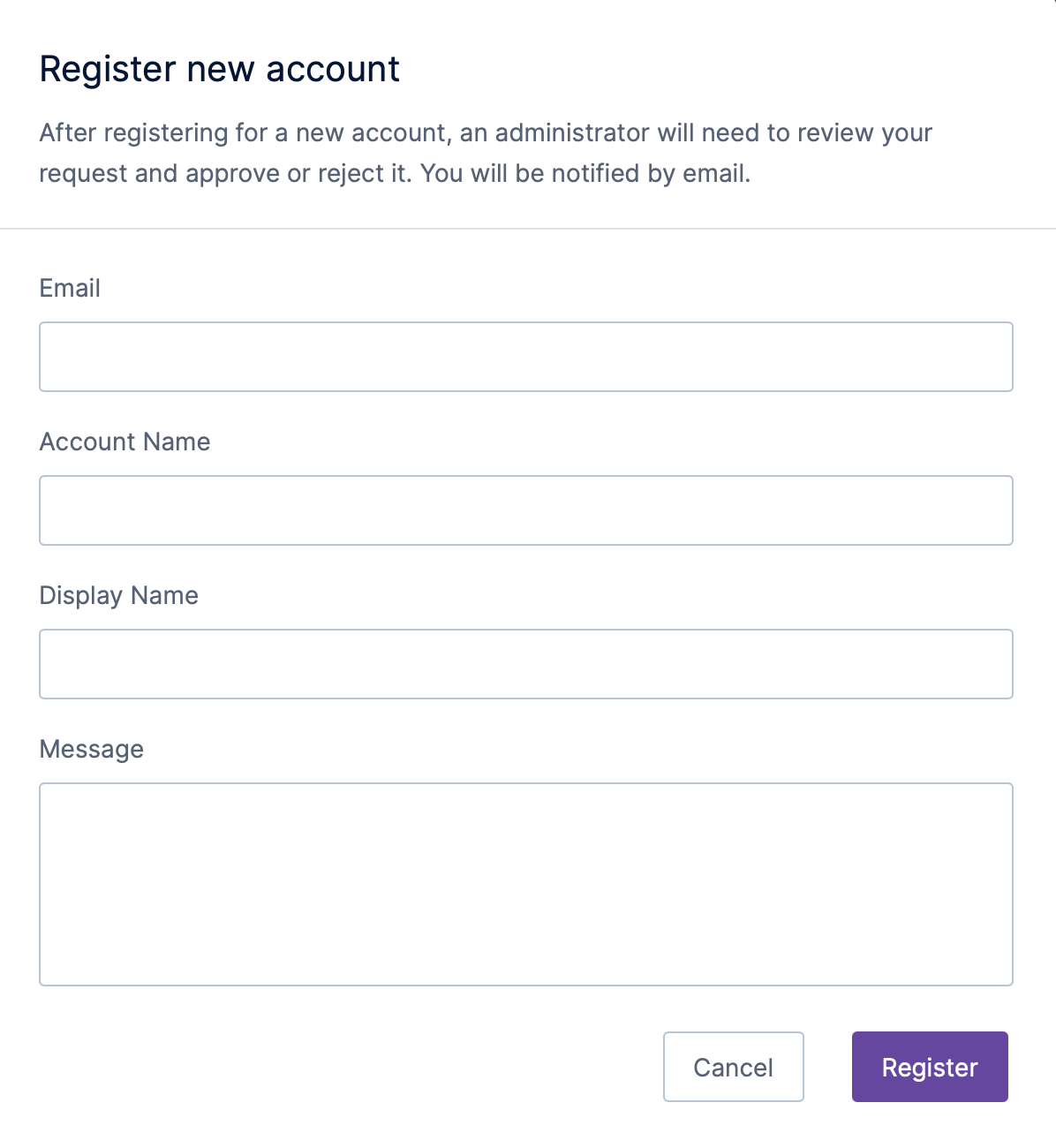 Registering a new account