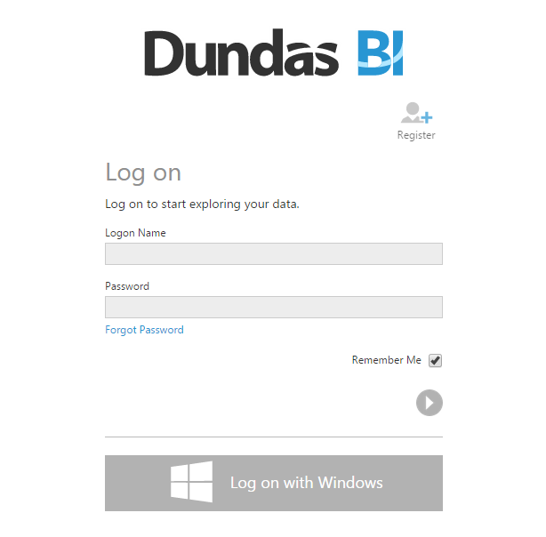 Log On To Dundas Bi Get Started Documentation Learning