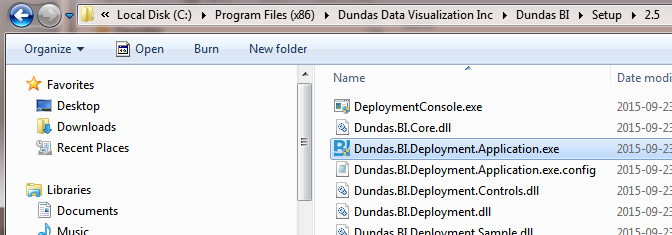 Dundas BI Deployment application