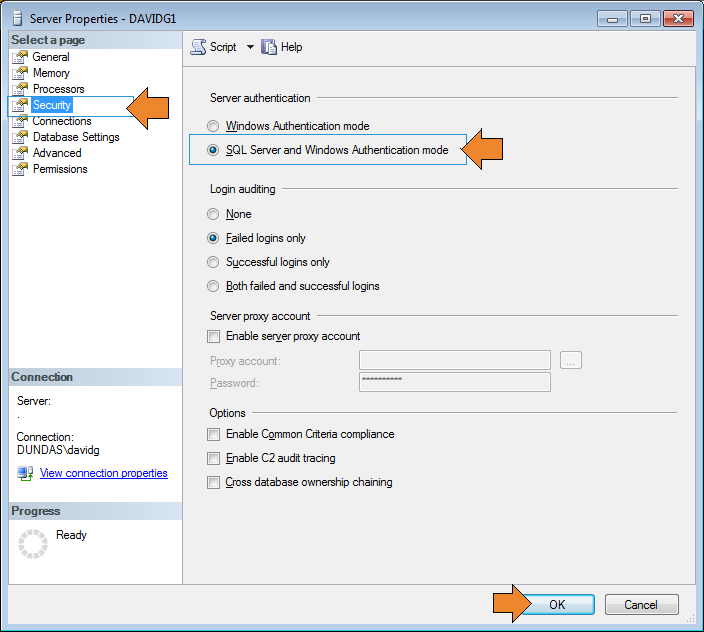 Enable authentication. Аутентификация в SQL Server. SQL Server and Windows authentication Mode. Аутентификация в Windows. Режимы аутентификации в SQL 2005.