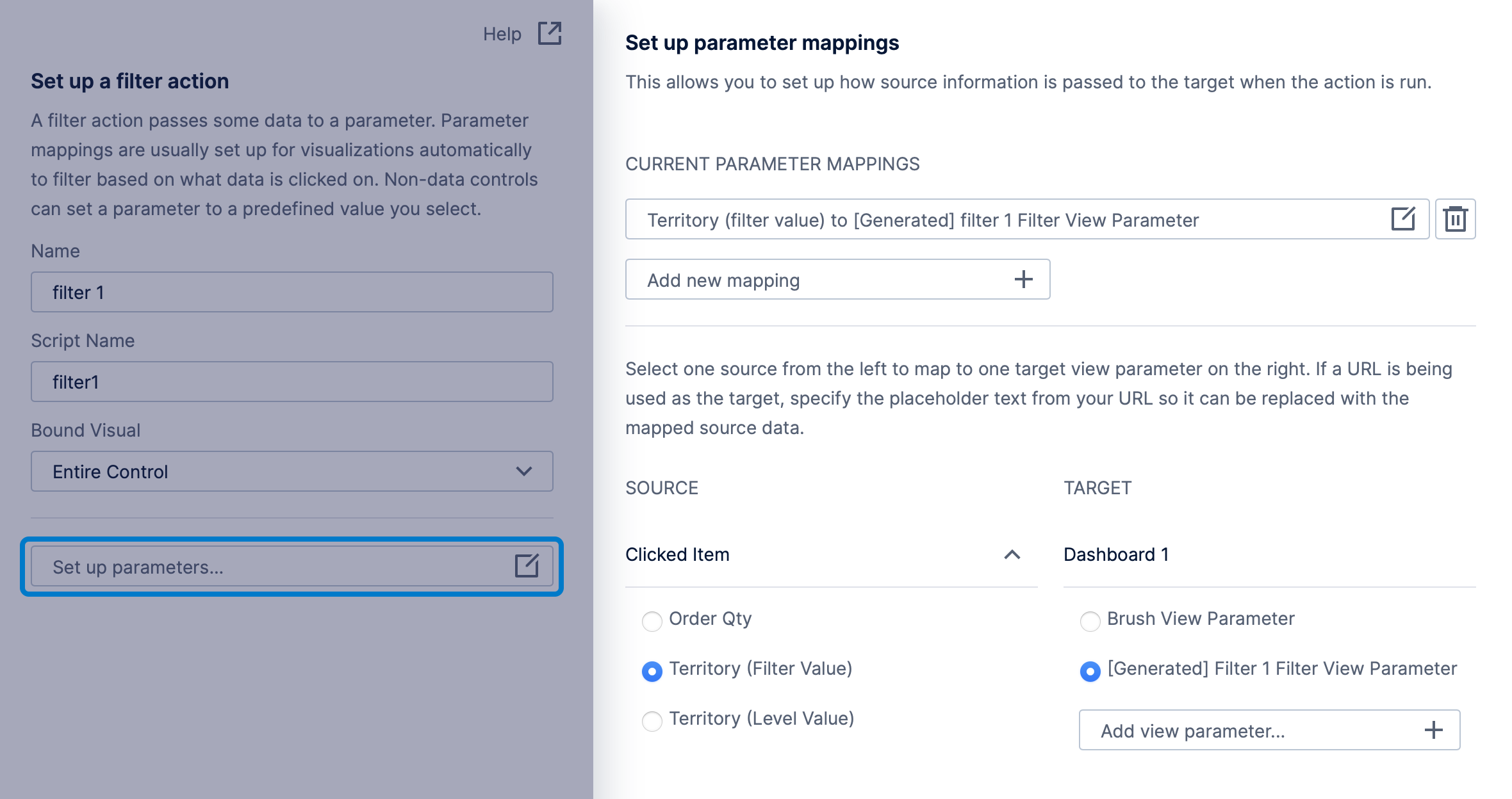 Confirm or edit the parameter mappings