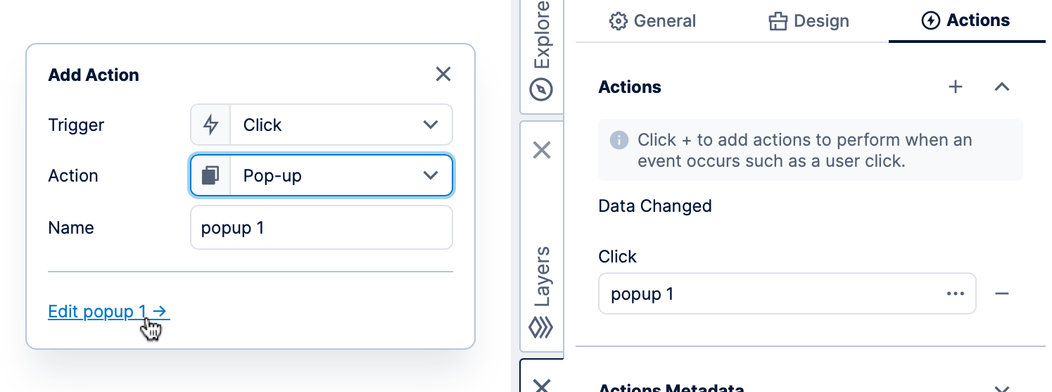 Add a Pop-up action