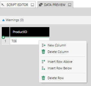 Insert rows and create columns using the context menu