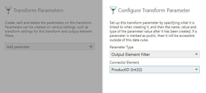Add an output element filter parameter