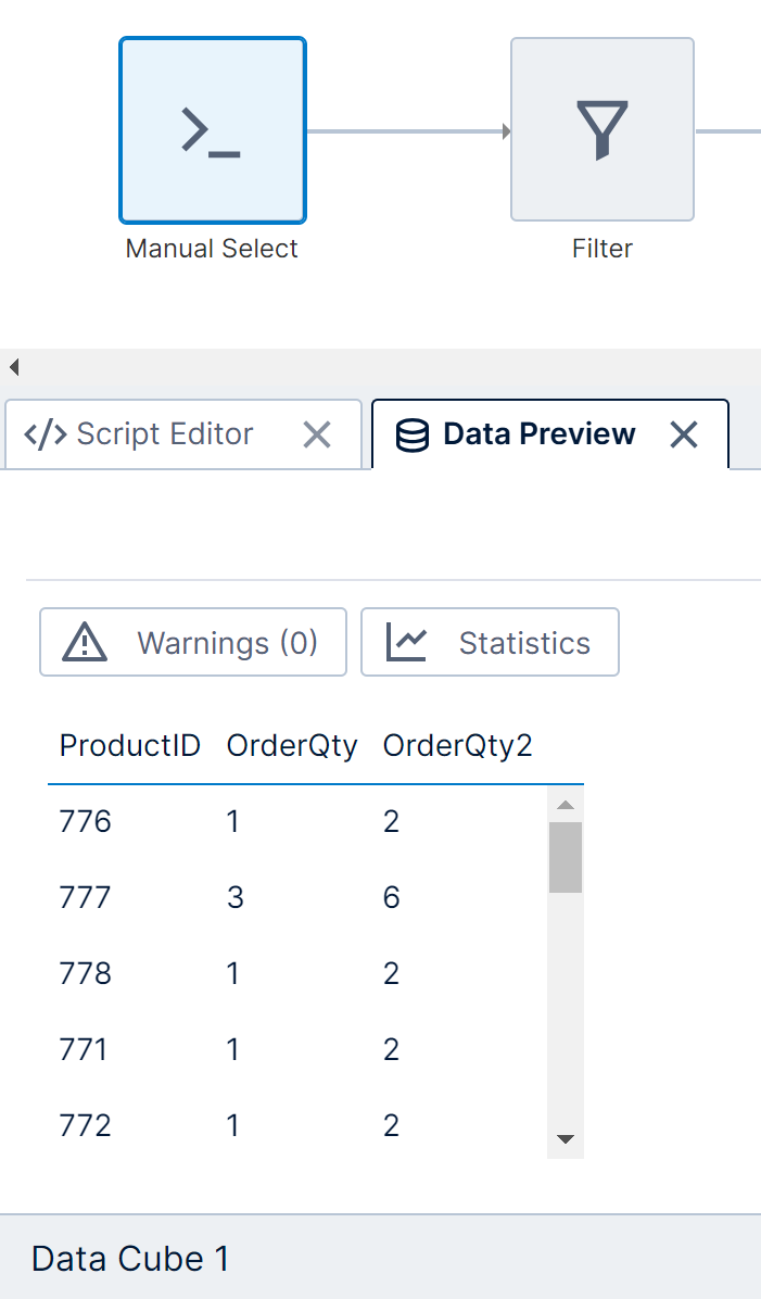 Manual select sample output