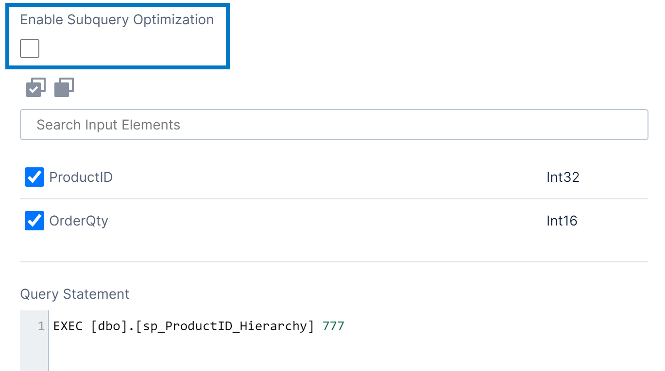 Manual select using a stored procedure