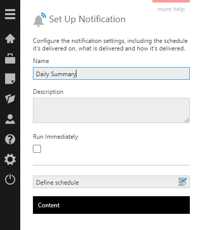 Scheduled notification setup
