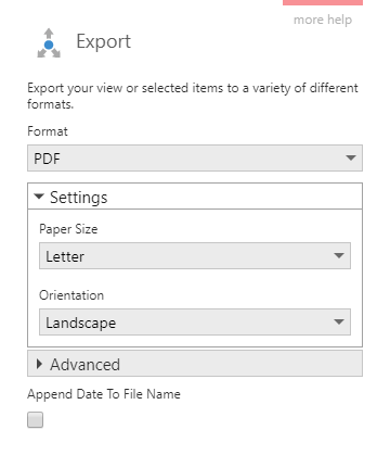 Export a dashboard to PDF format
