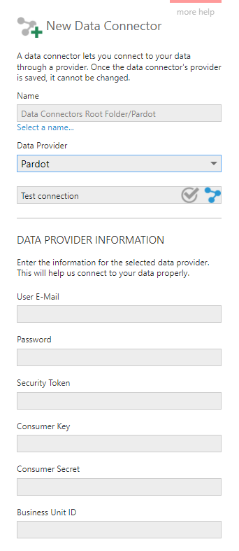 Creating a new data connector for Pardot