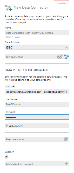 Create a new data connector for JDBC