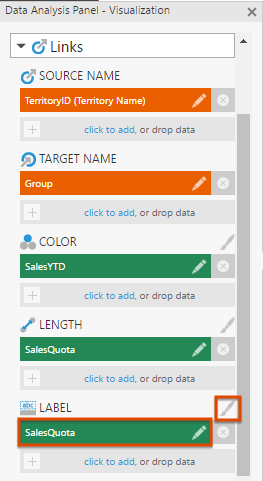 Add a measure under Label for links