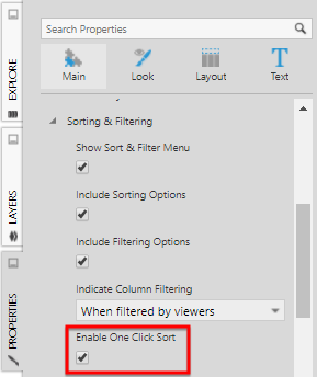 Enable one-click sorting