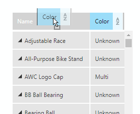 Reorder table columns by dragging column header