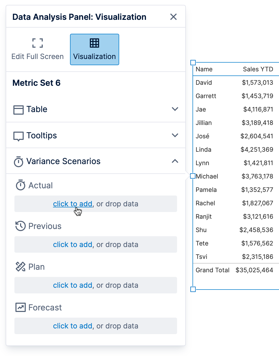 Click to add or drag scenario data