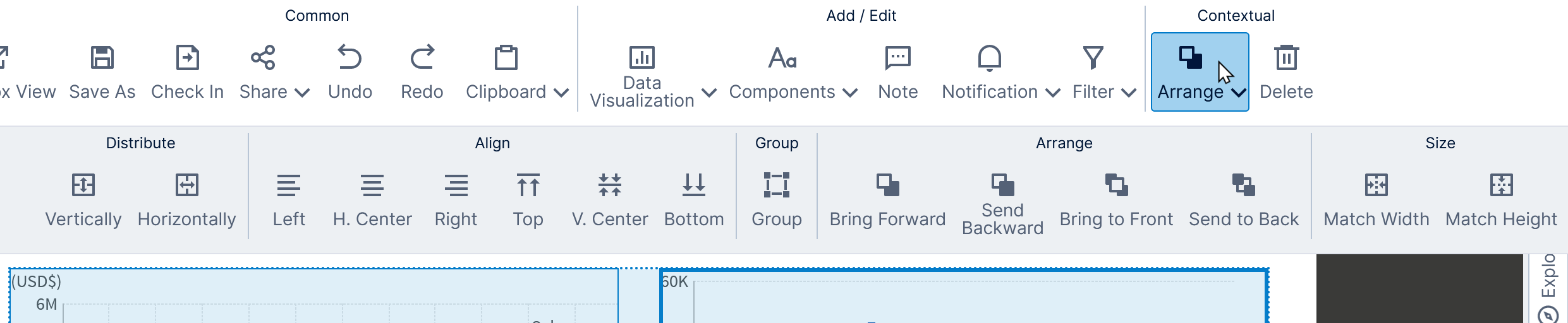 Arrange options for multiple items