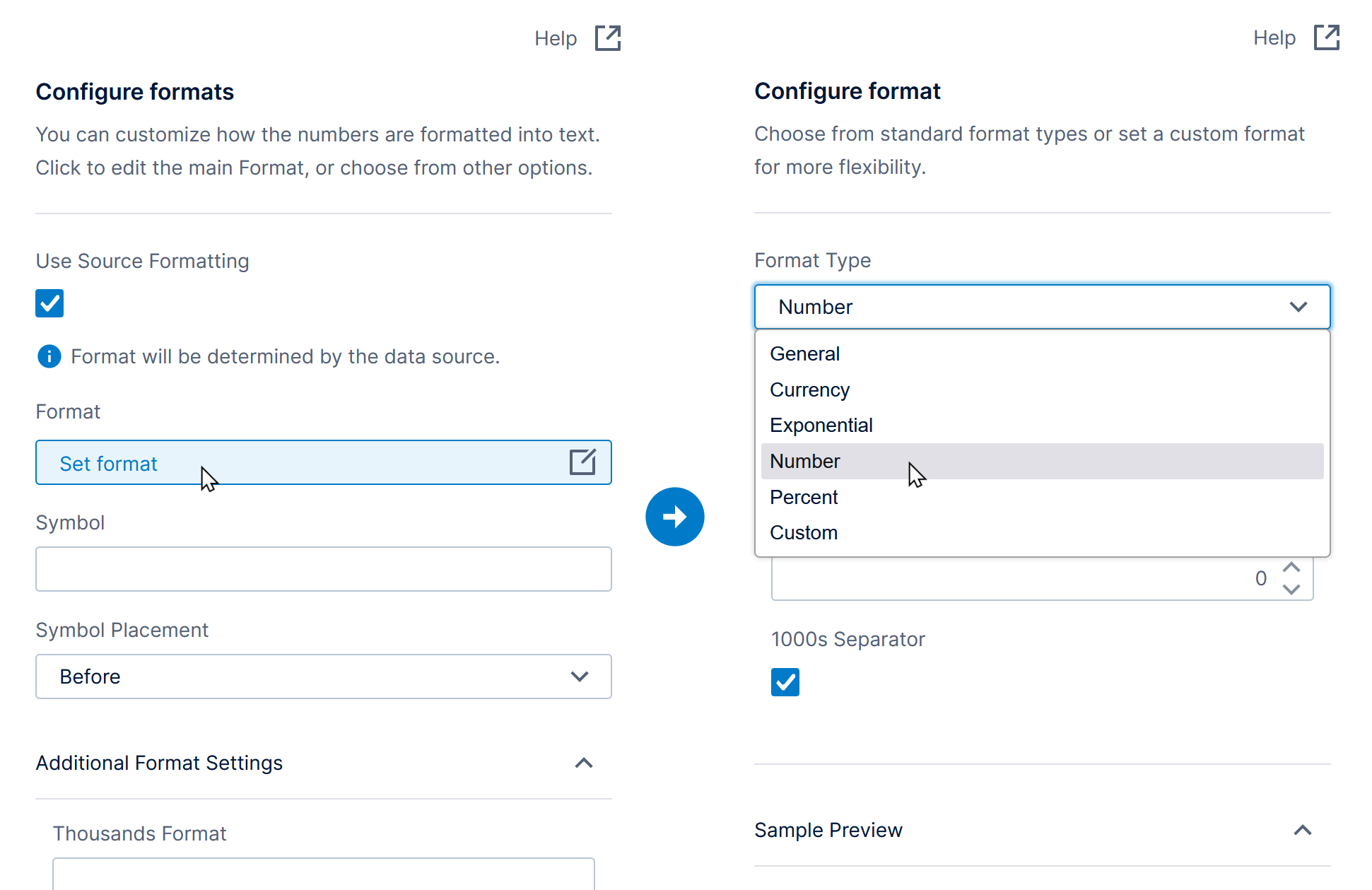 Configuring formats