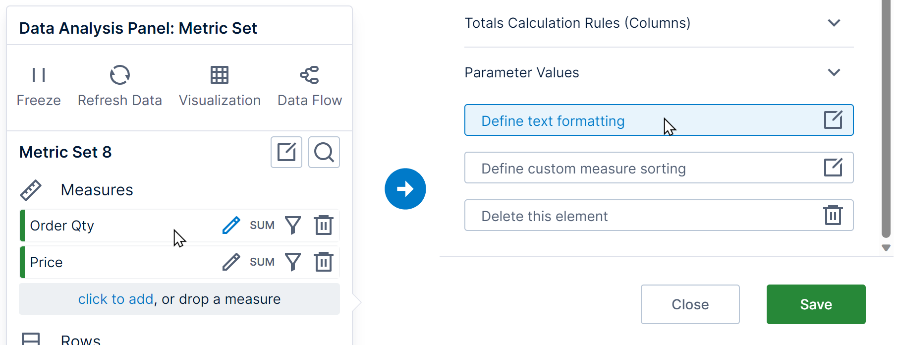 Defining text formatting