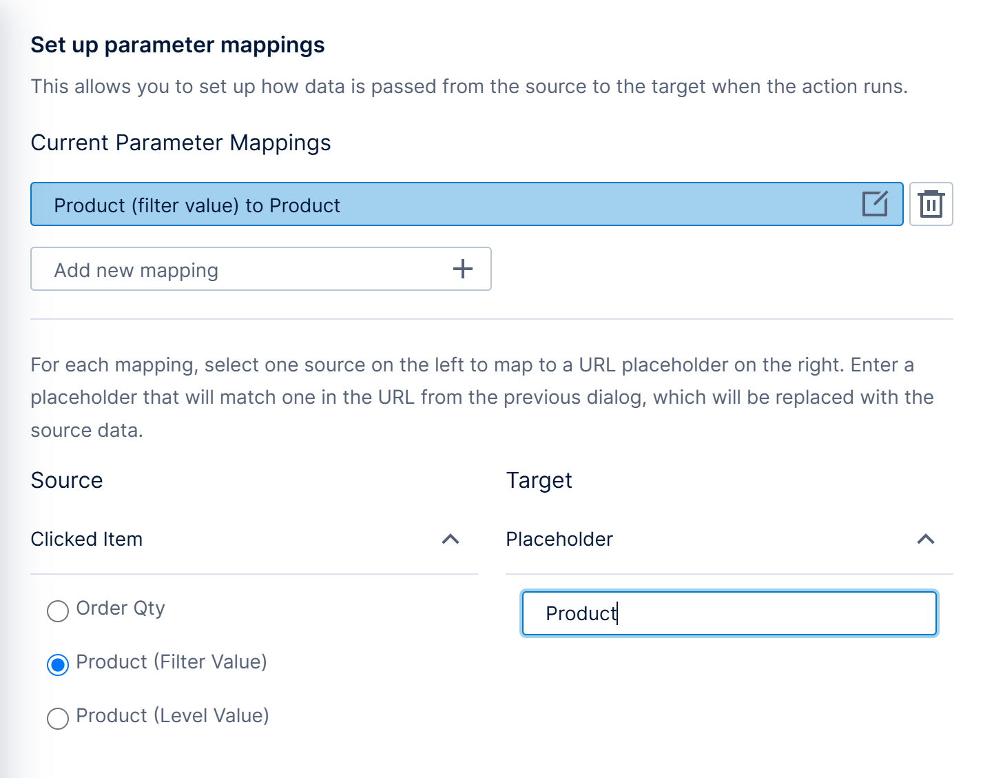 Set up the parameter mapping