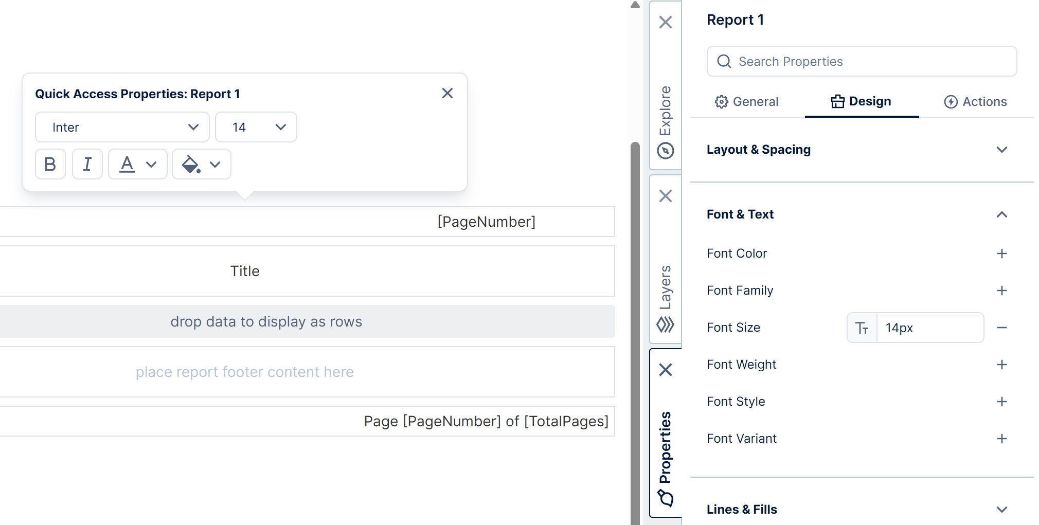 Change the report font