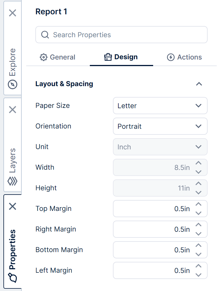 Change the report width