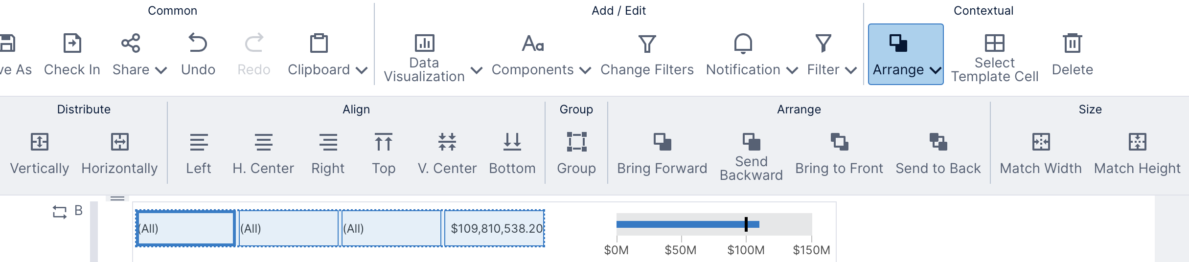 Arrange options for multiple elements