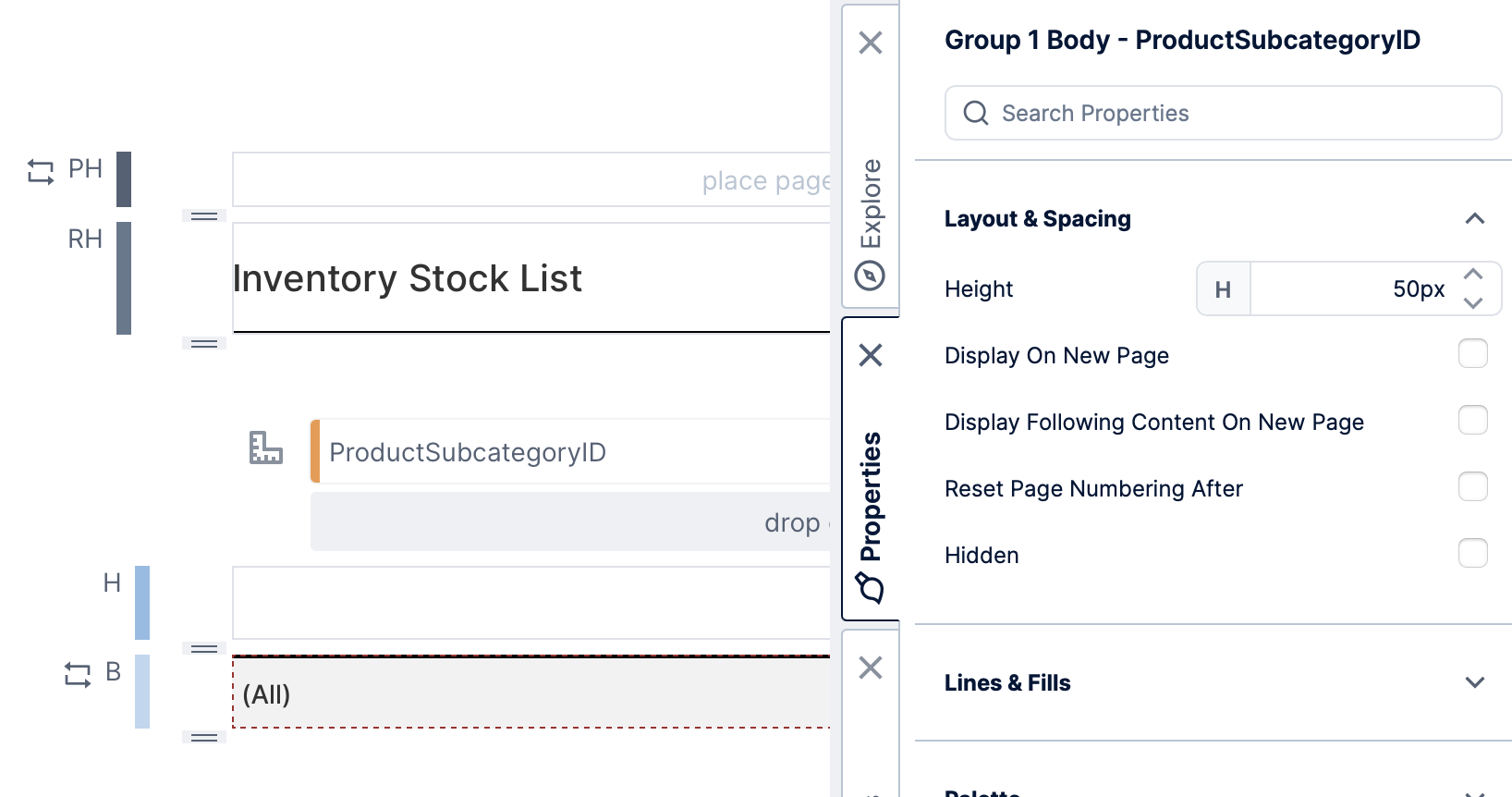 Display a region on a new page