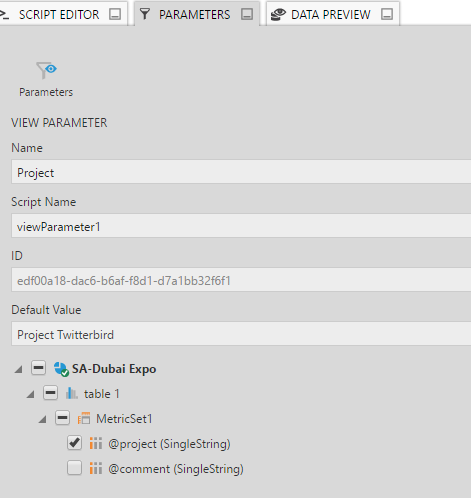 Assign the view parameter to the @project parameter